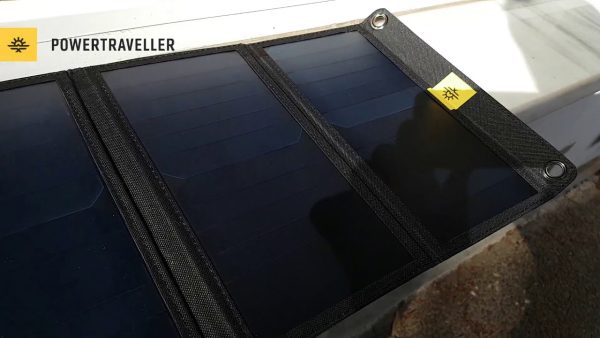 powertraveller falcon 21 solar panel outside